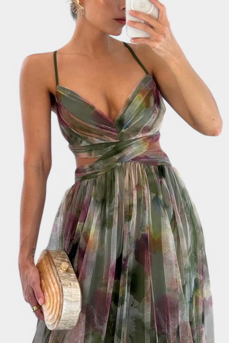 Ingrid Floral Maxi Dress with V-Neck