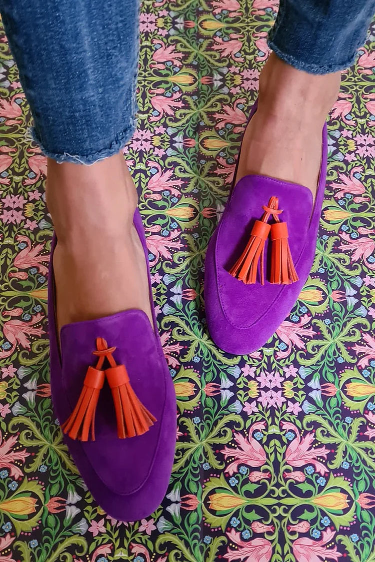 MOCASSINS VIOLETS AVEC FRANGES