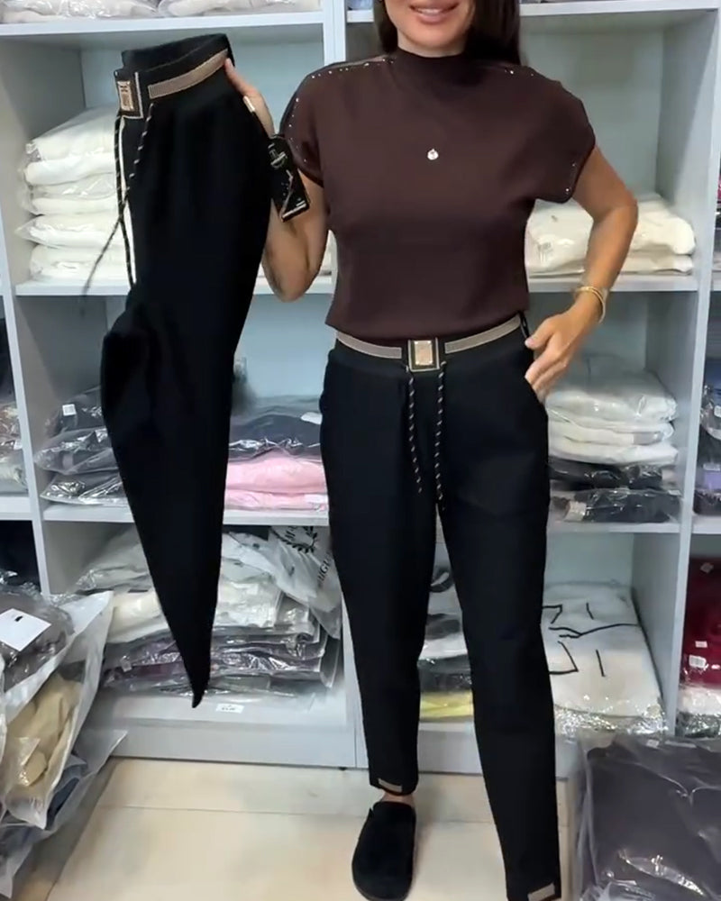 Pantalons Élégants avec Cordon de Serrage et Taille Élastique