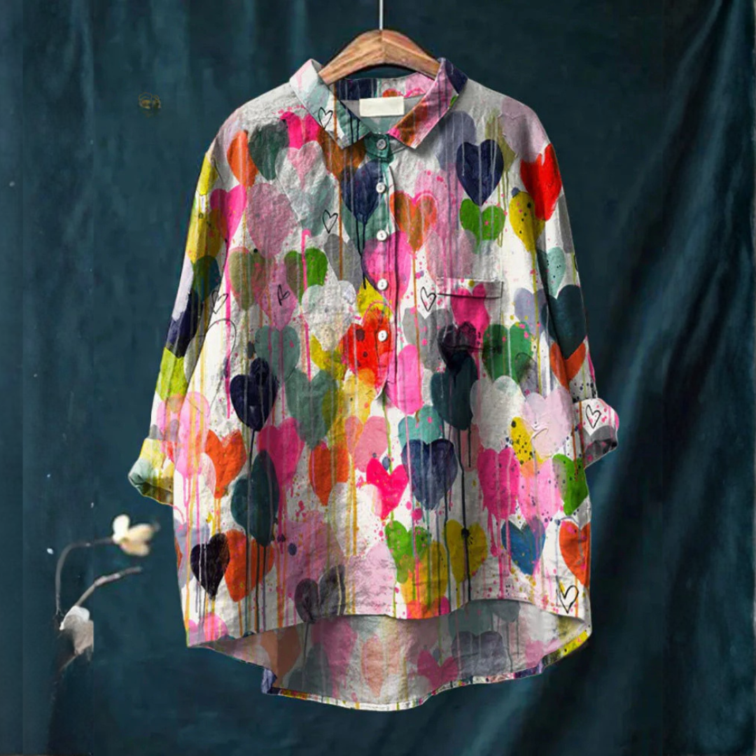 Valentina | Colorful Shirt with Heart Print