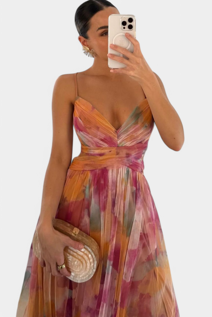 Ingrid Floral Maxi Dress with V-Neck