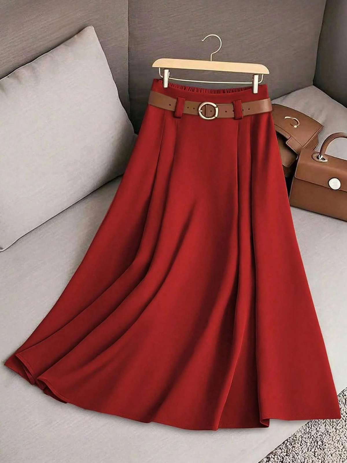 ZEPHYRAEN – JUPE HAUTE EN COULEUR UNIE POUR FEMMES