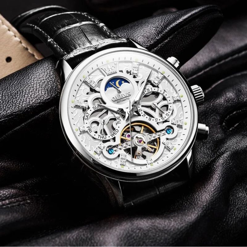 Montre automatique mécanique avec bracelet en cuir™ - Olsen & Olsen