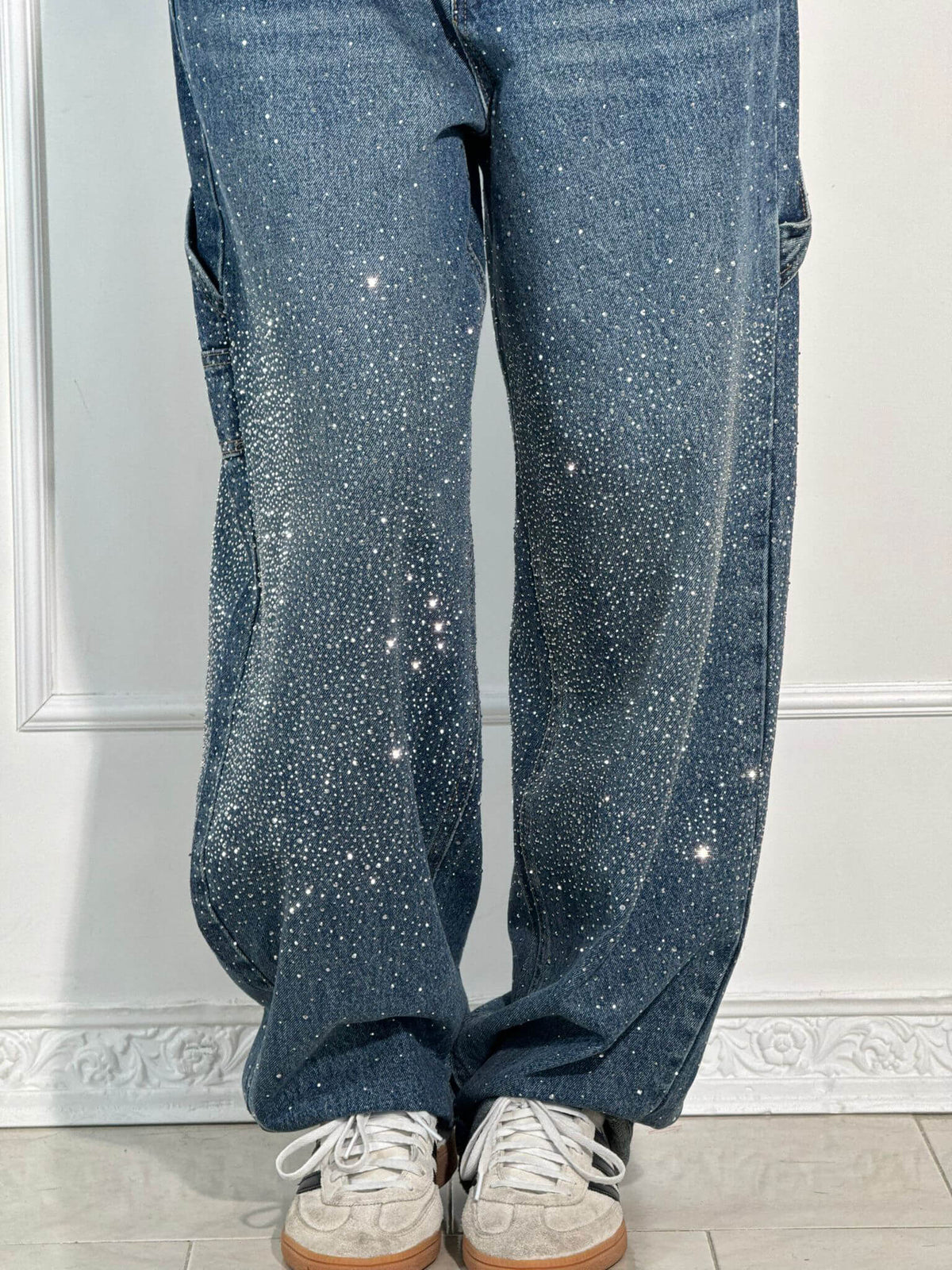 Victoria - Jeans à Paillettes Taille Haute