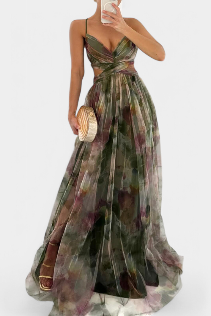 Ingrid Floral Maxi Dress with V-Neck