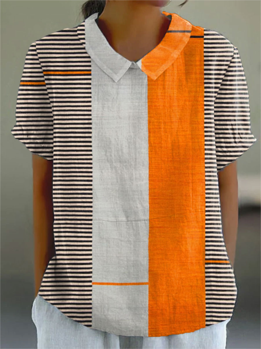 Lena | Chemise à Rayures avec Blocs de Couleur