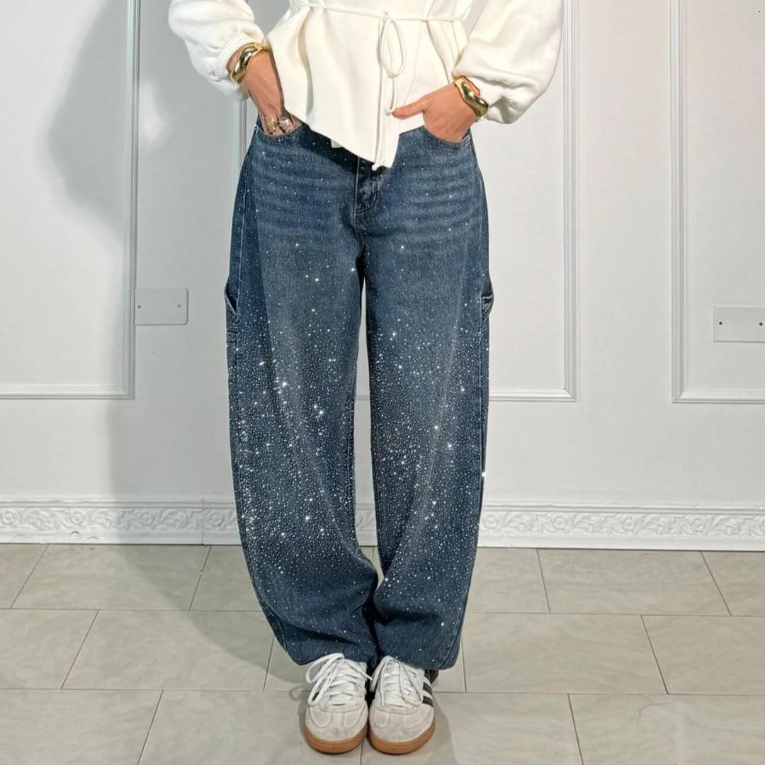 Raphaelle | Pantalons Cargo en Denim Étoilé Tendance