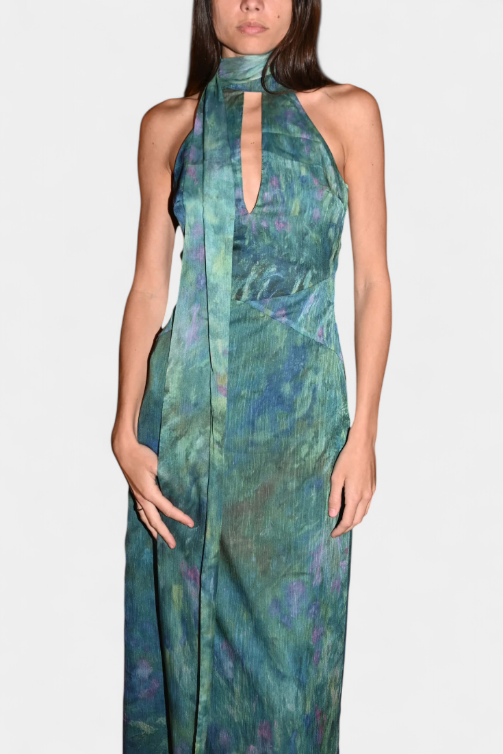 Robe Chiffon Moana avec Imprimé Inspiré de Monet