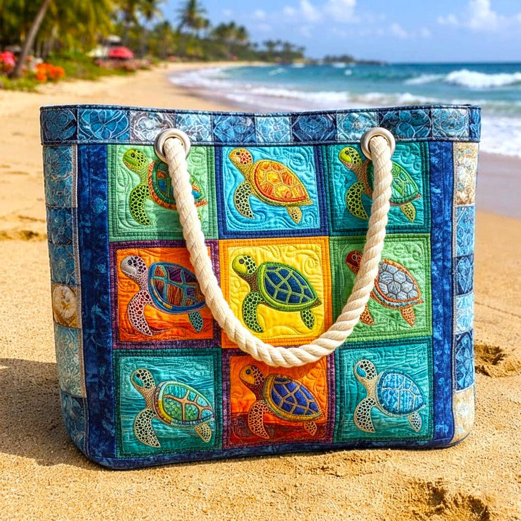 Sac de Plage Matelassé Tortue Paisible
