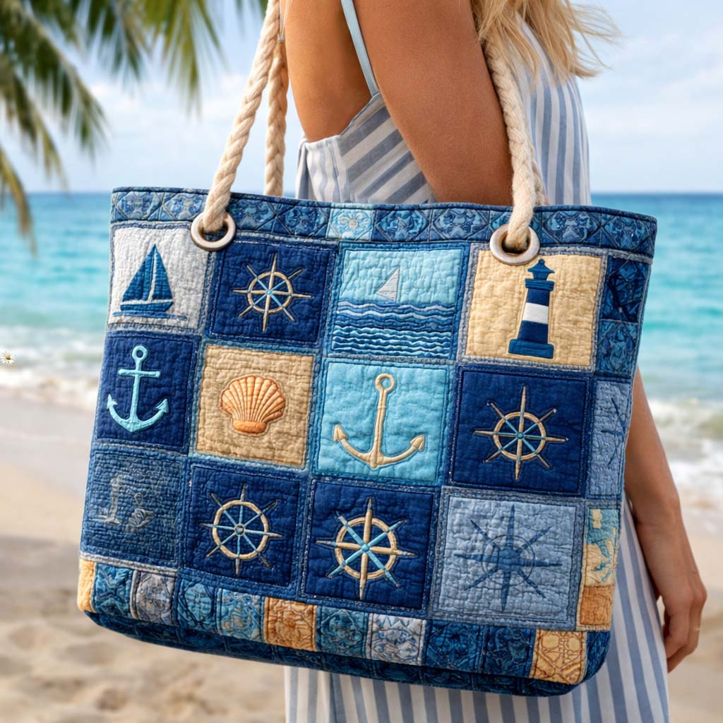 Sac de Plage Nautique Bleu Matelassé