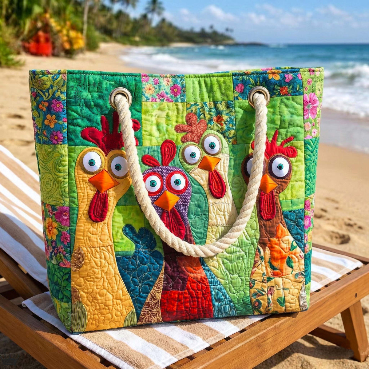 Sac de Plage Matelassé Funky Chicken