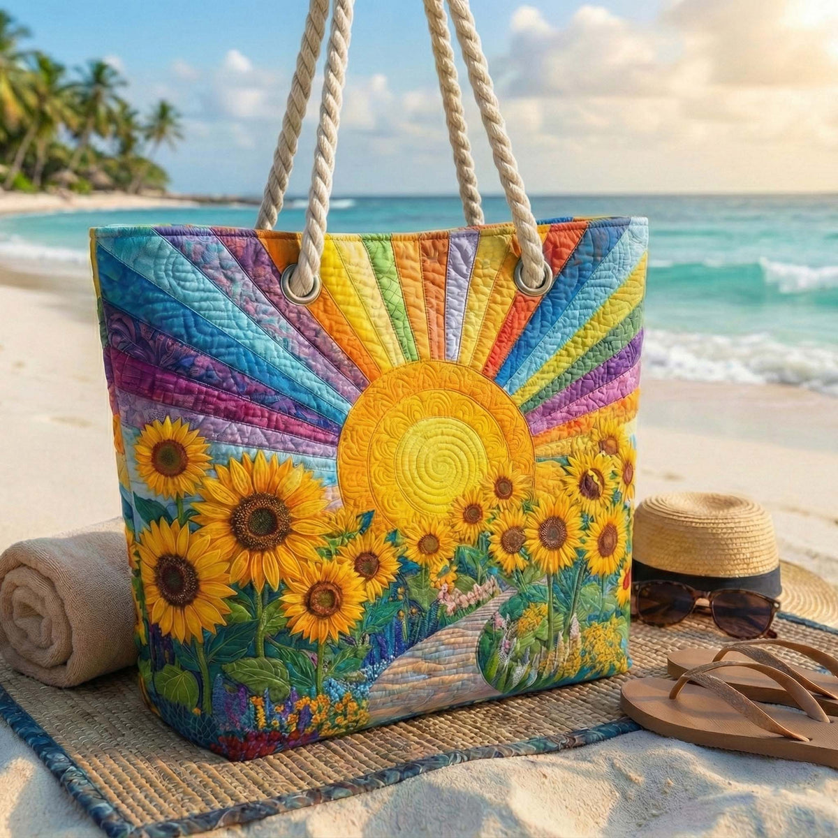 Sac de Plage Matelassé Arc-en-Ciel
