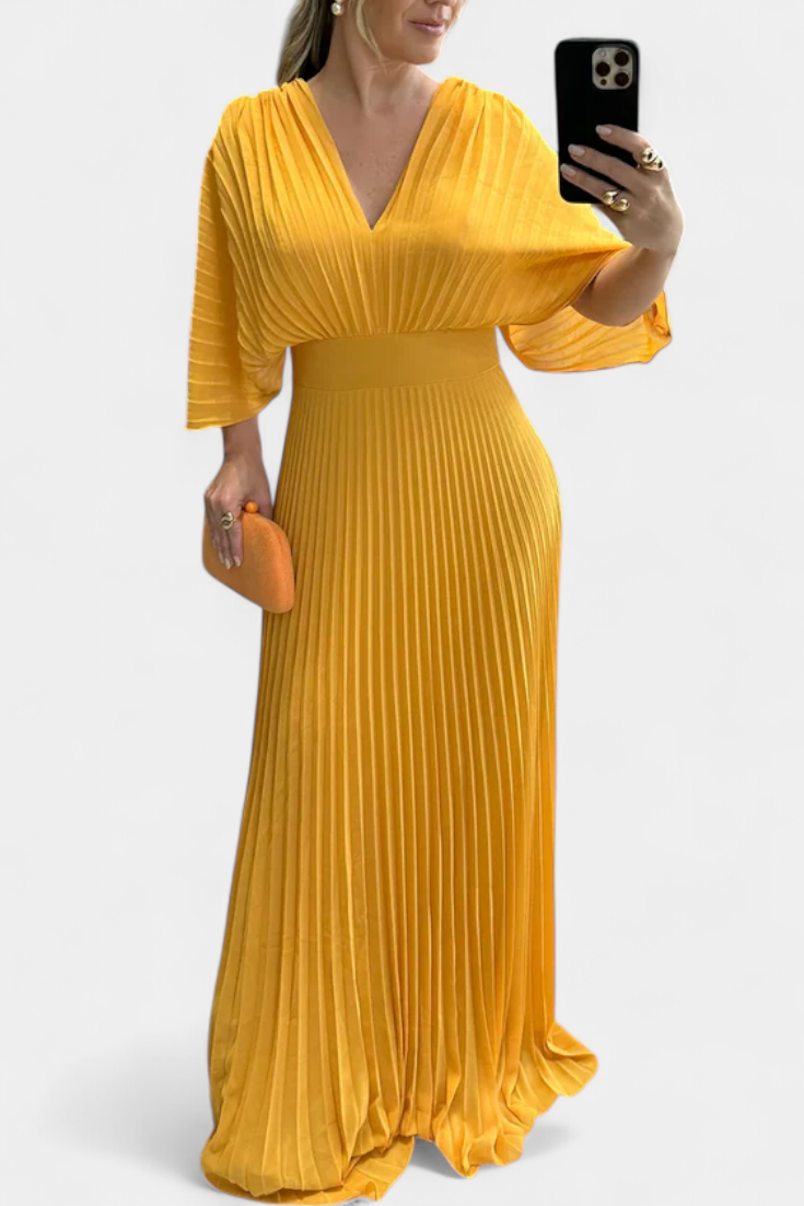 Pleated Dress Odele with Open Back