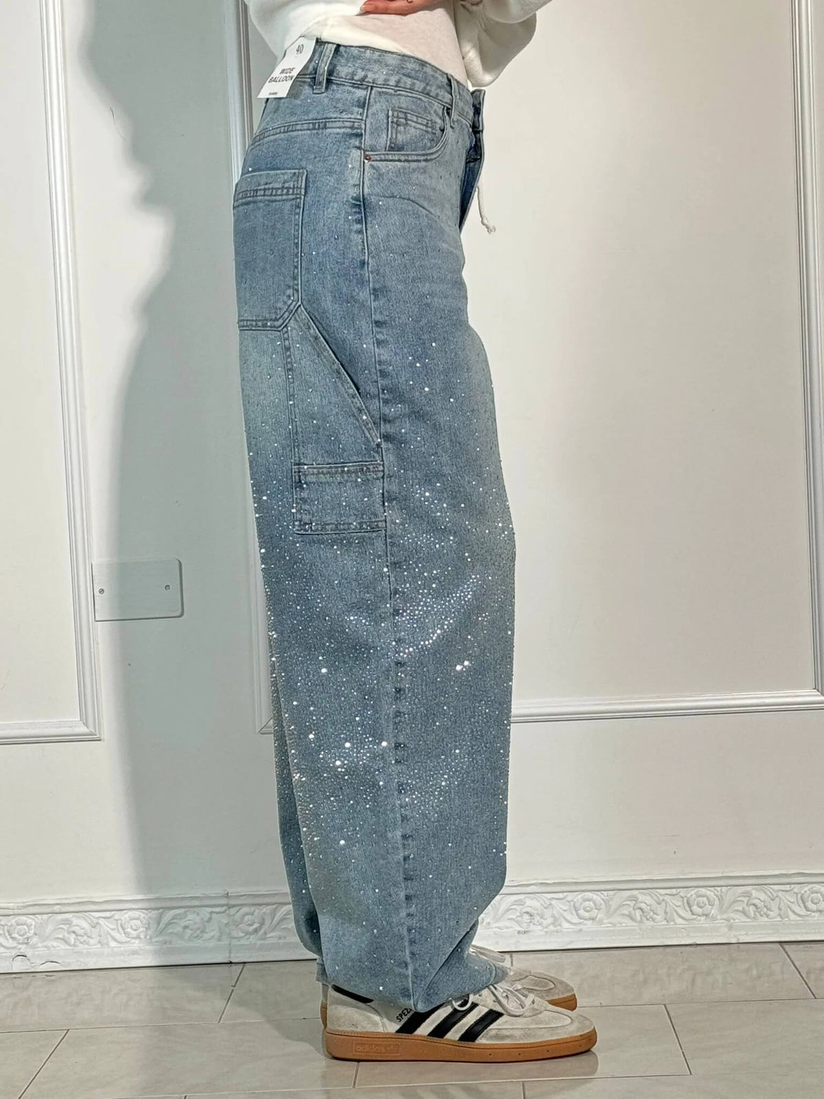 Victoria - Jeans à Paillettes Taille Haute