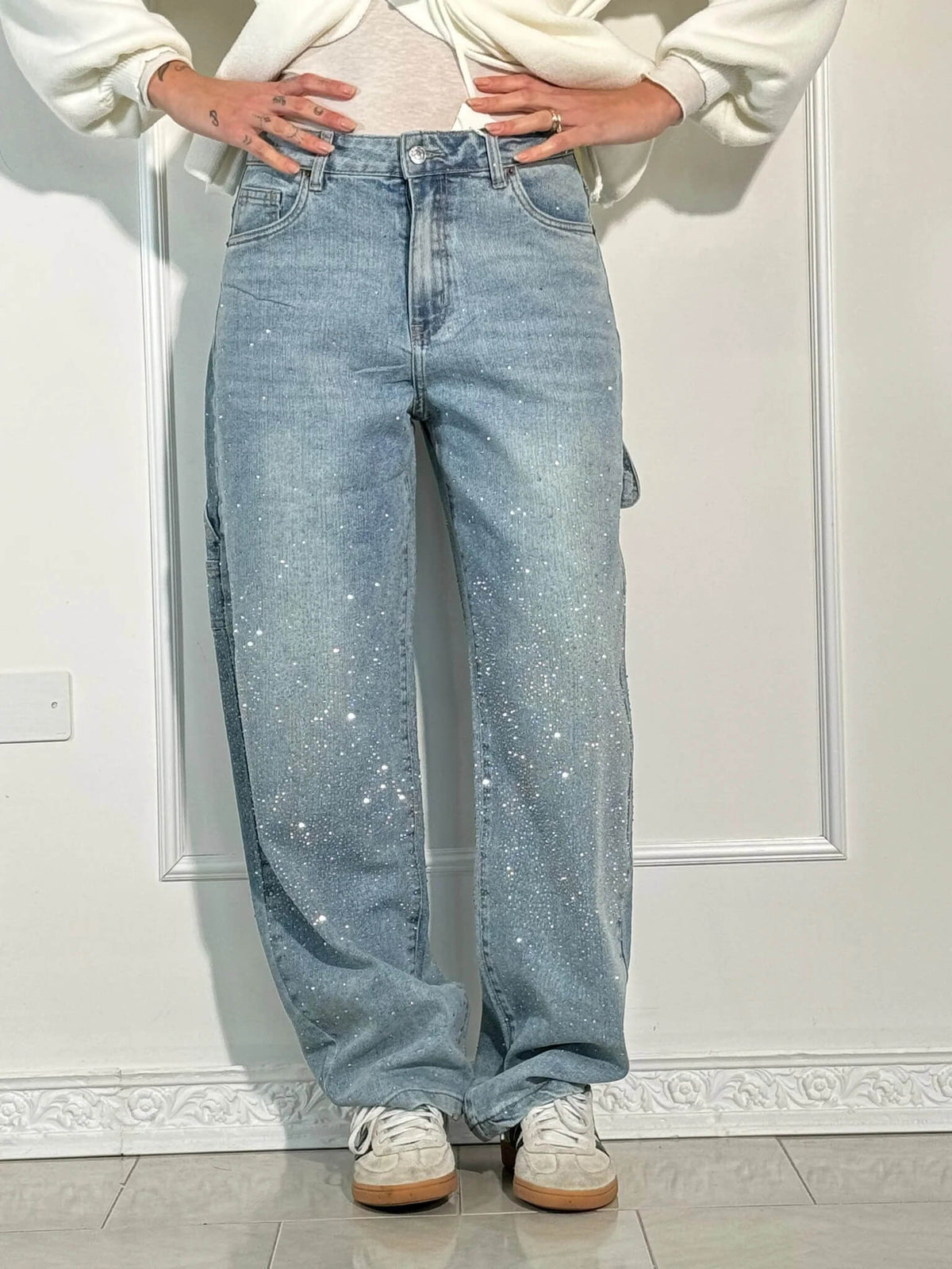 Victoria - Jeans à Paillettes Taille Haute