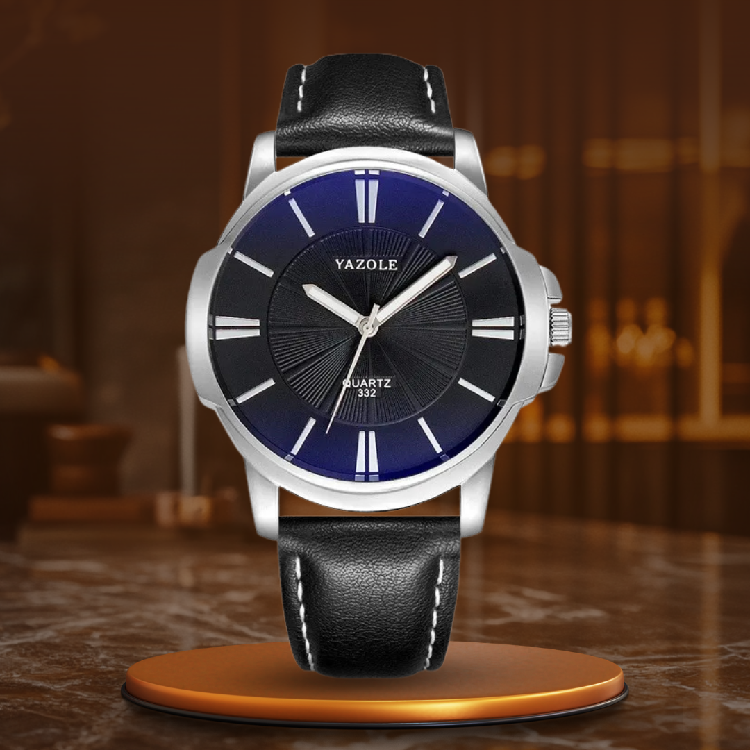 Montre en cuir avec verre bleu luxueux™ - Olsen & Olsen