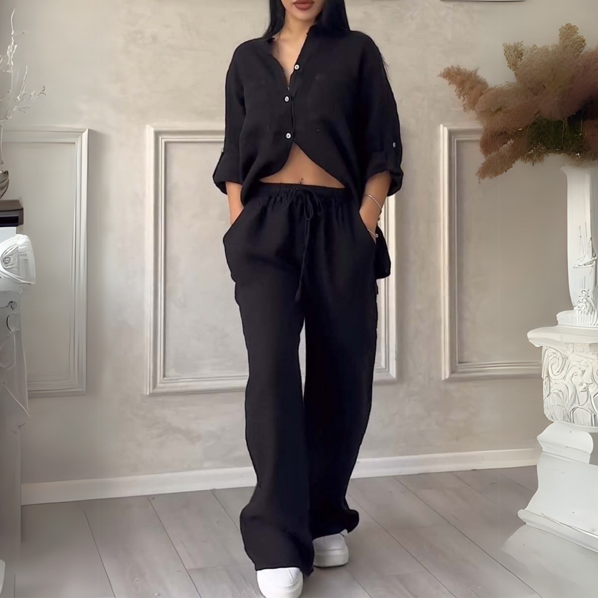Fara - Ensemble en Coton et Lin de Luxe – Set Chemise & Pantalon
