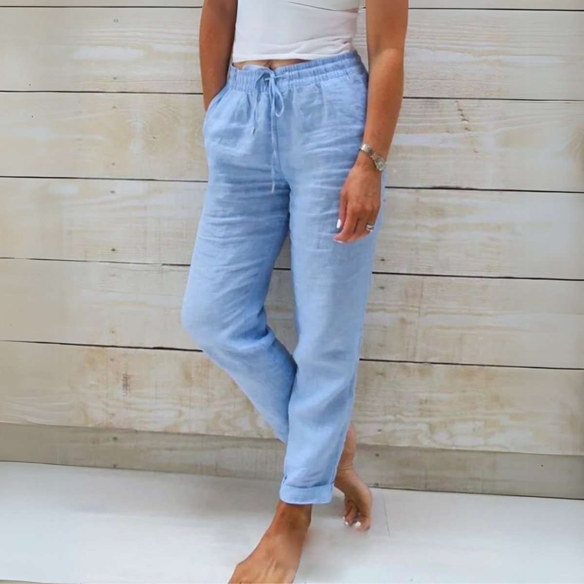 Allison - Luxe Cotton-Linen Tailored Trousers