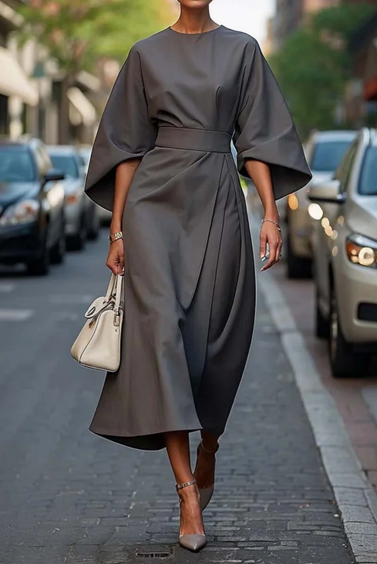 Matzliah™ | Robe élégante à manches lanternes