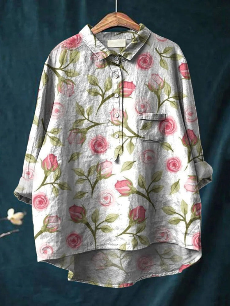 Lina | Chemise Brodée Florale Vibrante