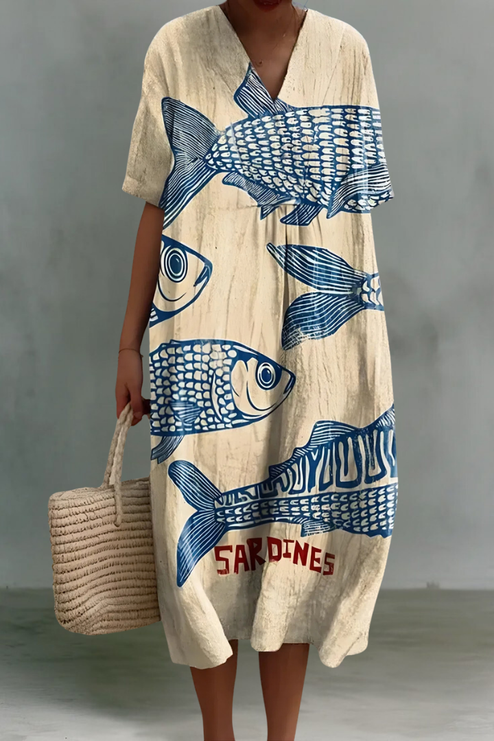 Julia | Robe Midi en Lin à Col en V