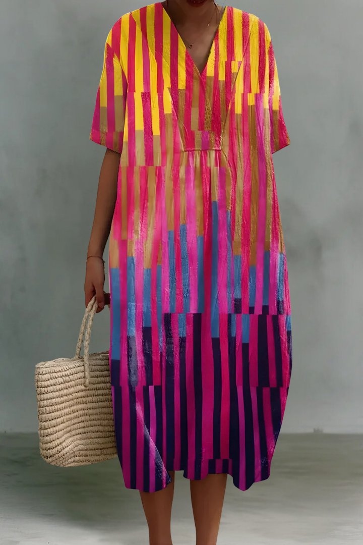 Stella | Robe Midi en Lin à Col V