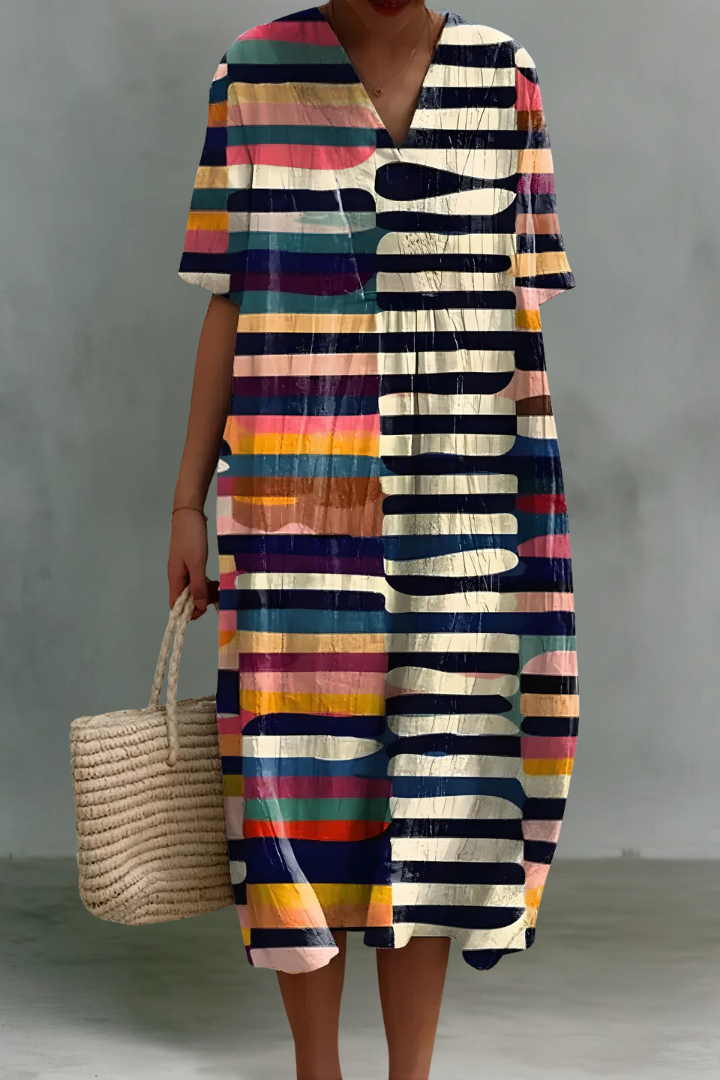 Jane | Robe Midi en Lin à Col V