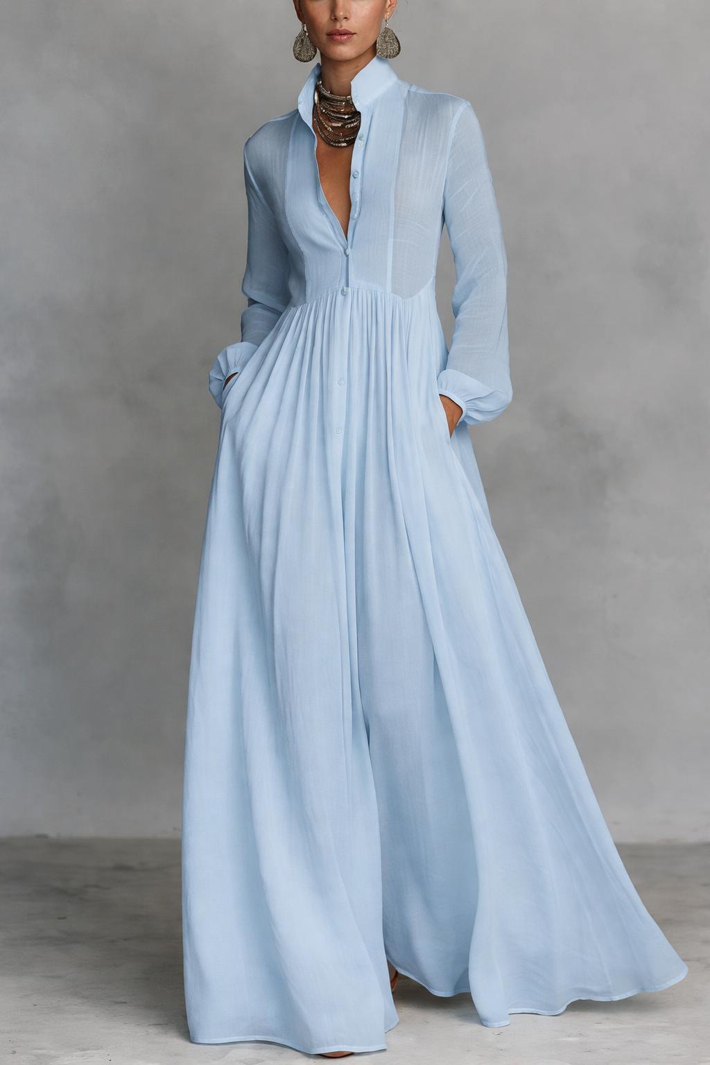 Serena™ | Flowy Maxi Dress with Front Buttons