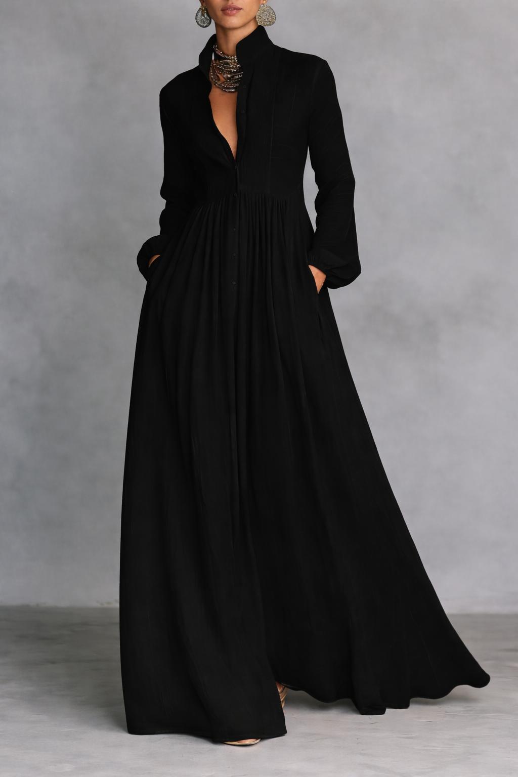 Serena™ | Robe Maxi Fluide avec Boutons Avant