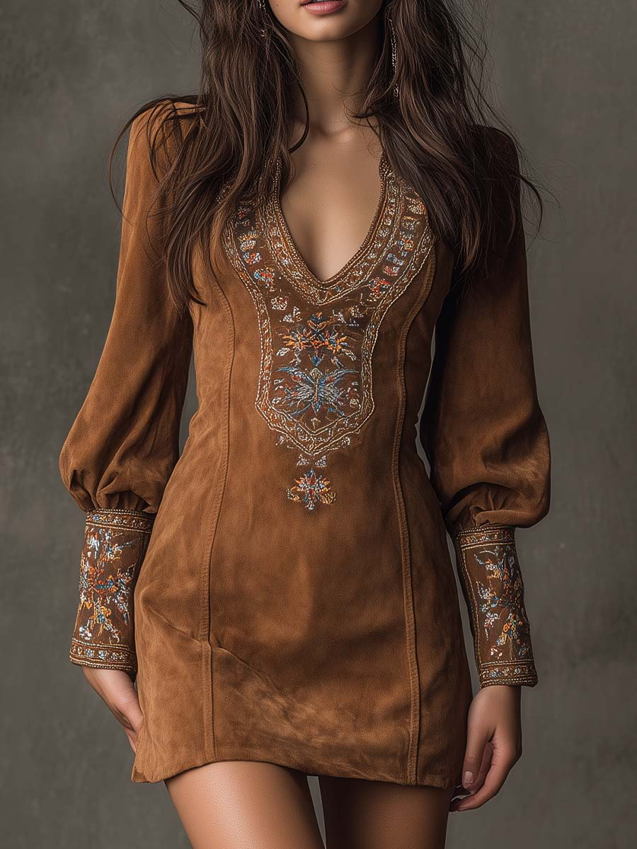 Robe Courte Effet Suédé