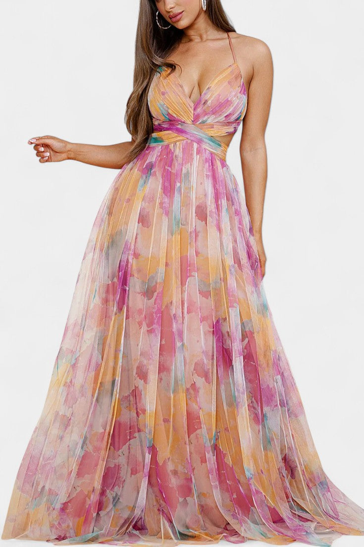 Ingrid Floral Maxi Dress with V-Neck
