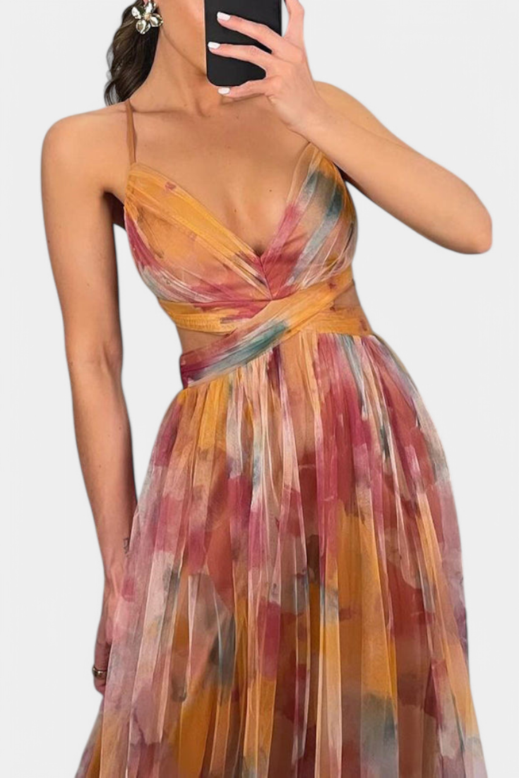 Ingrid Floral Maxi Dress with V-Neck