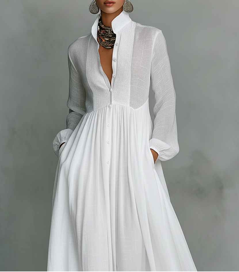 Serena™ | Robe Maxi Fluide avec Boutons Avant