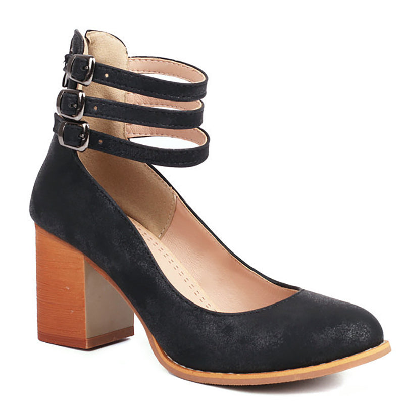 Casilda | Smooth sandals with ankle strap and chunky heel