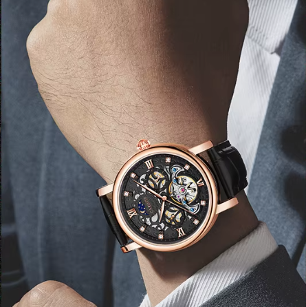 MONTRE D'AFFAIRES EN CUIR AUTOMATIQUE MÉCANIQUE™ - Olsen & Olsen