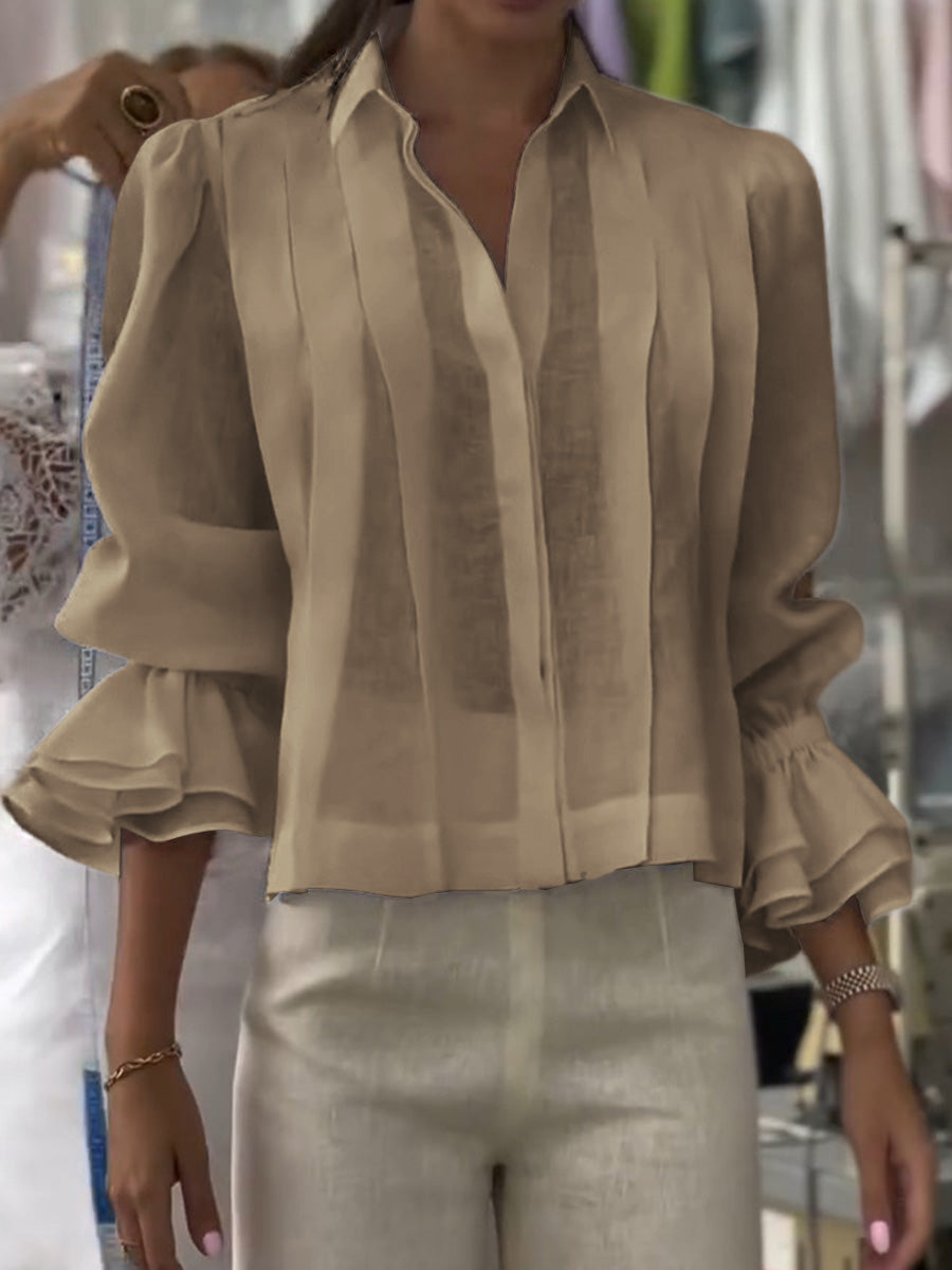 Verena – Linen Lapel Blouse