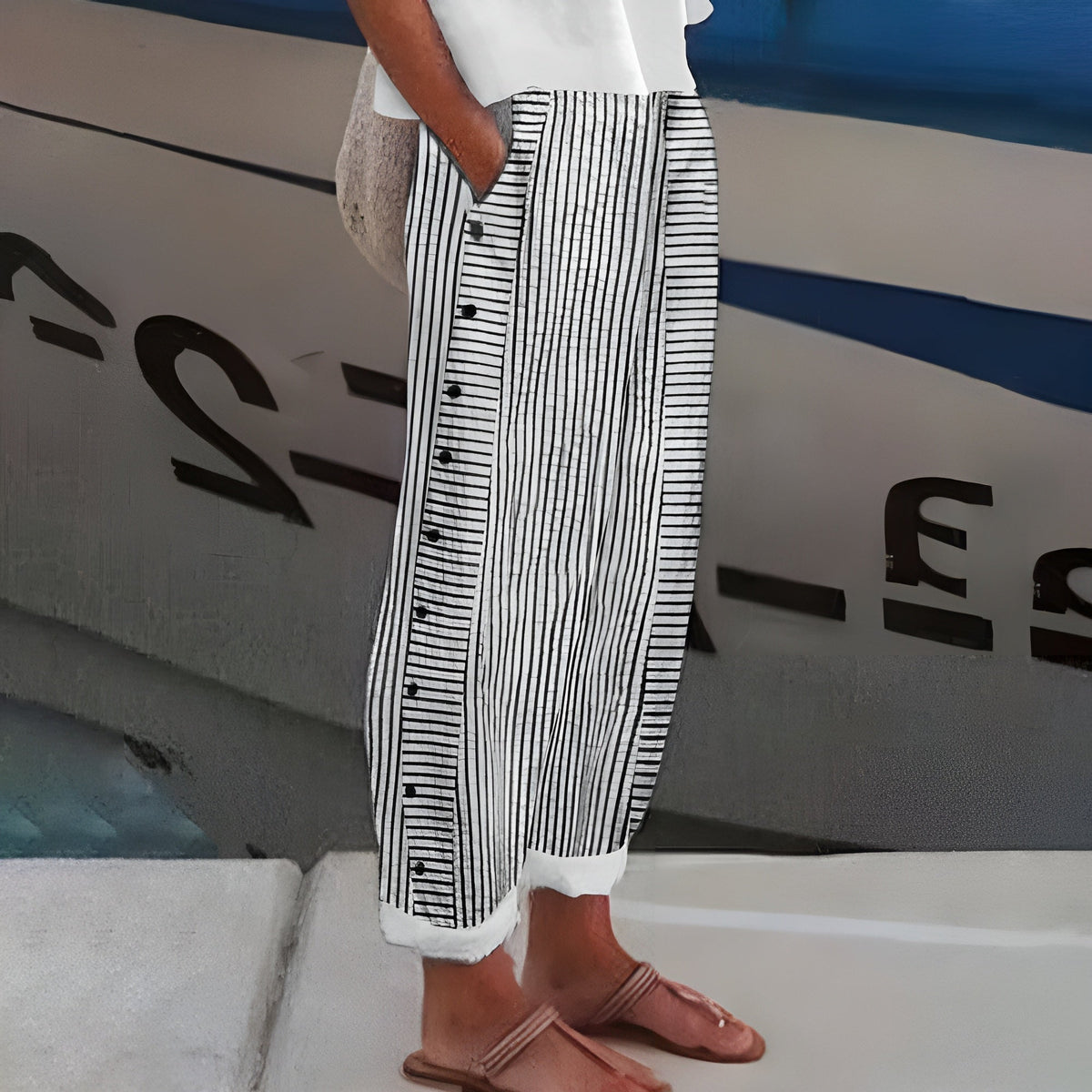 Dagny | Pantalons Rayés Stylés d'Été