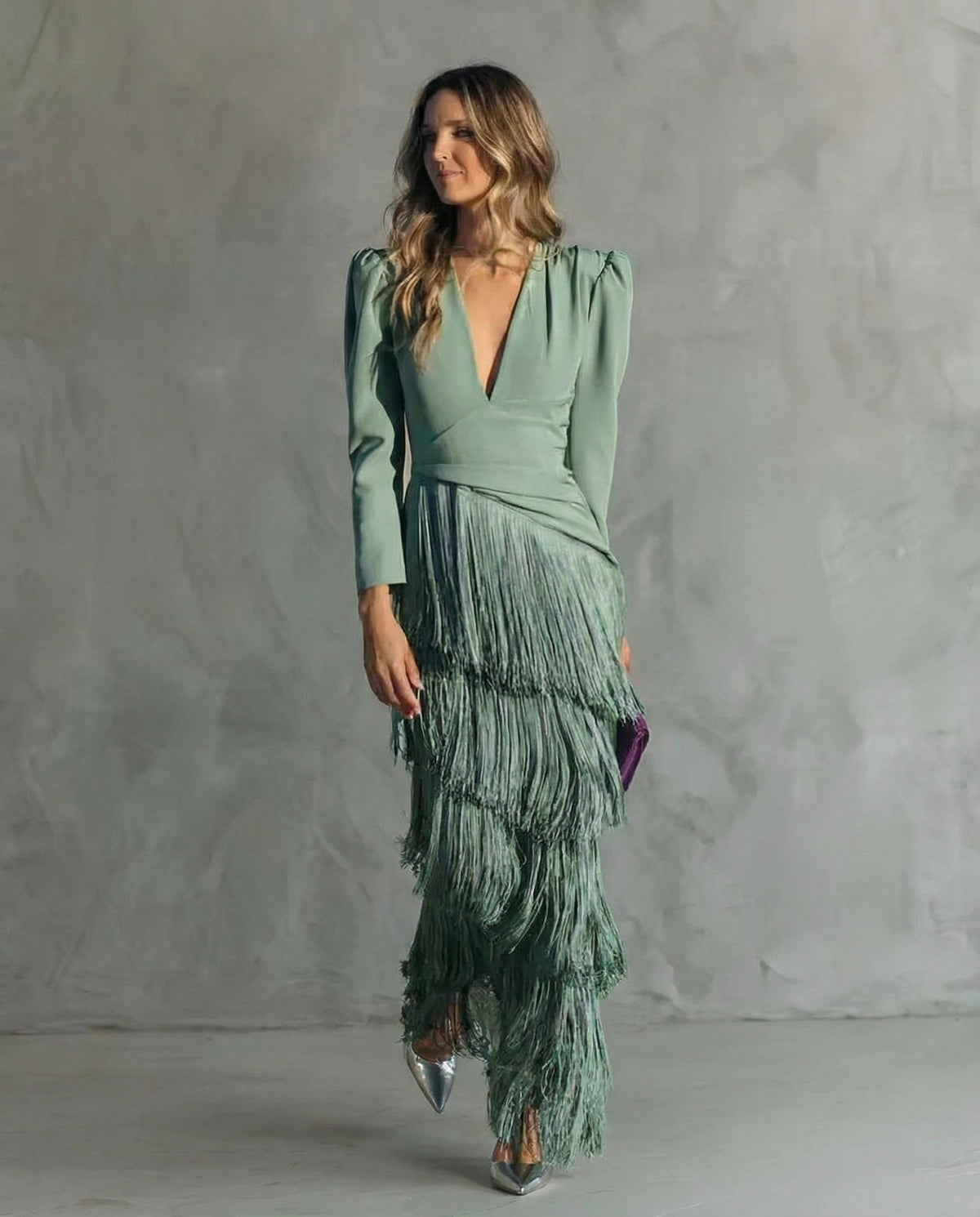 Clara™ | Robe midi élégante avec manches à franges