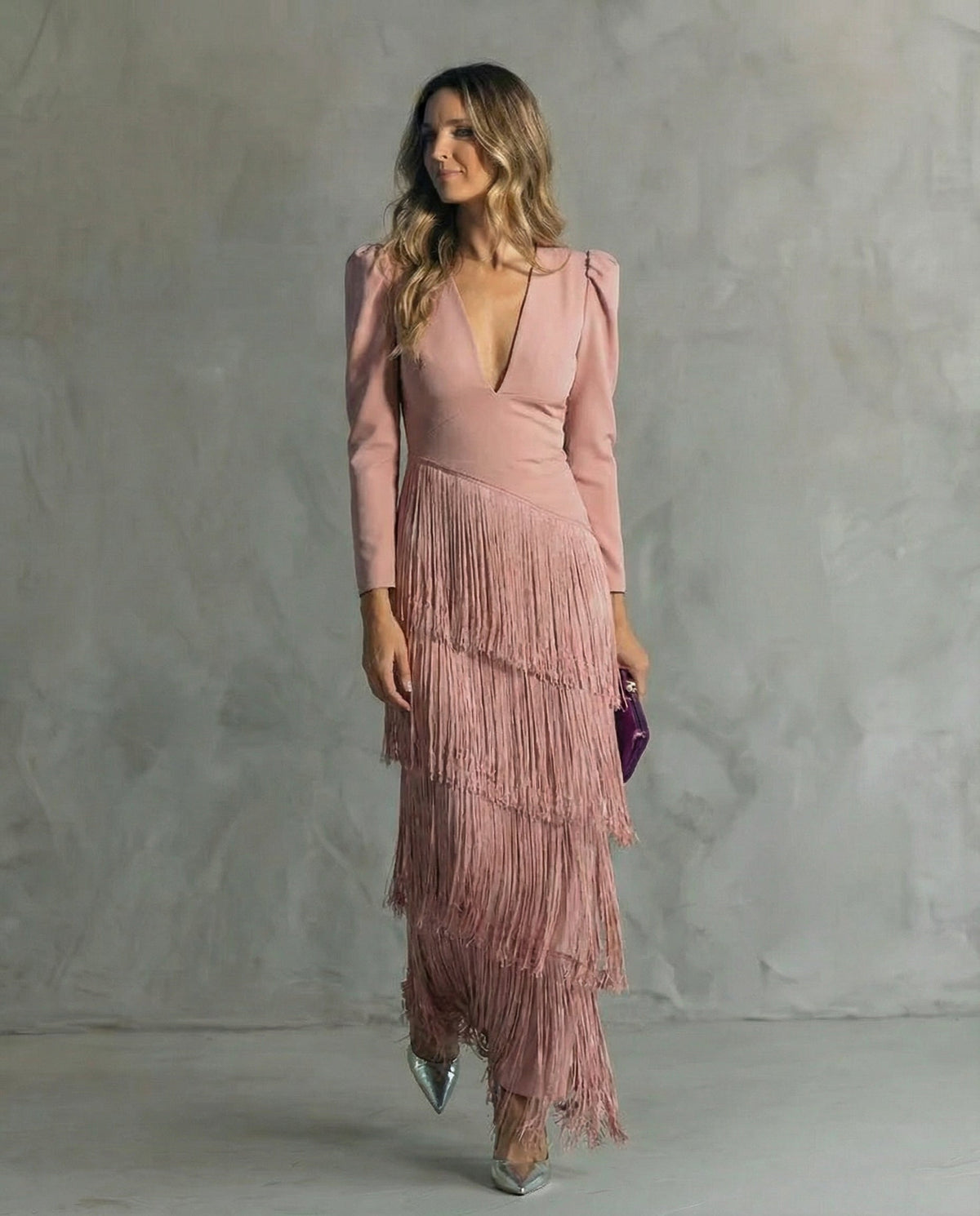 Clara™ | Robe midi élégante avec manches à franges