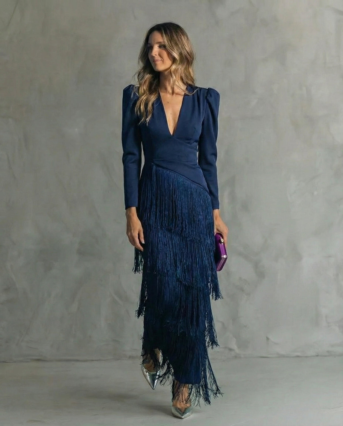 Clara™ | Robe midi élégante avec manches à franges