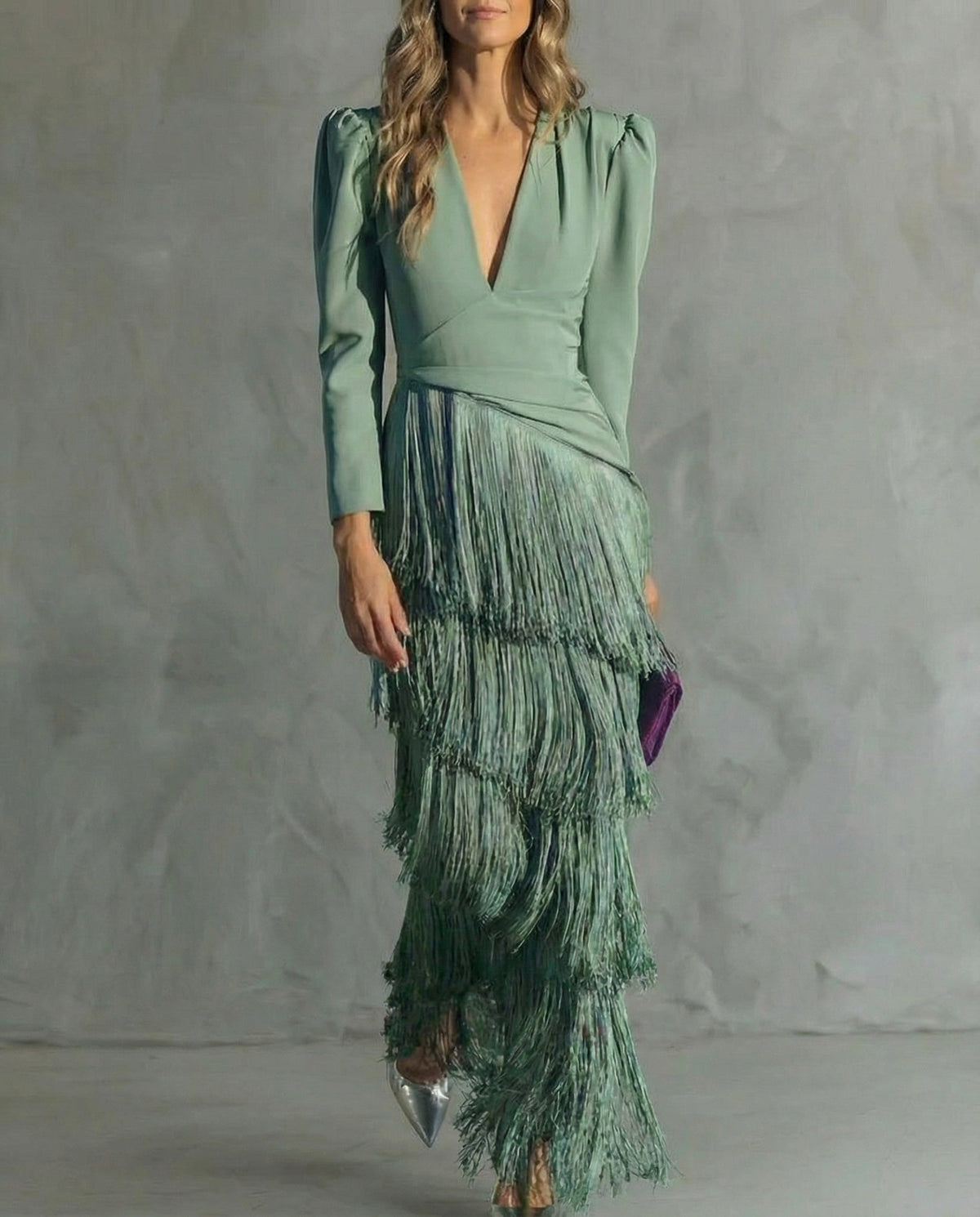 Clara™ | Robe midi élégante avec manches à franges