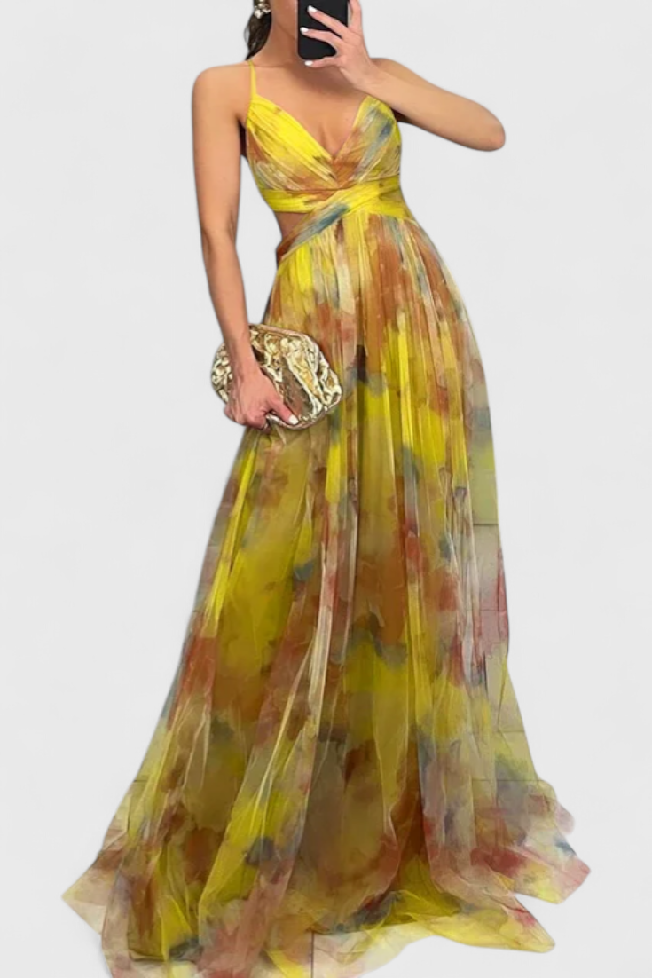 Ingrid Floral Maxi Dress with V-Neck