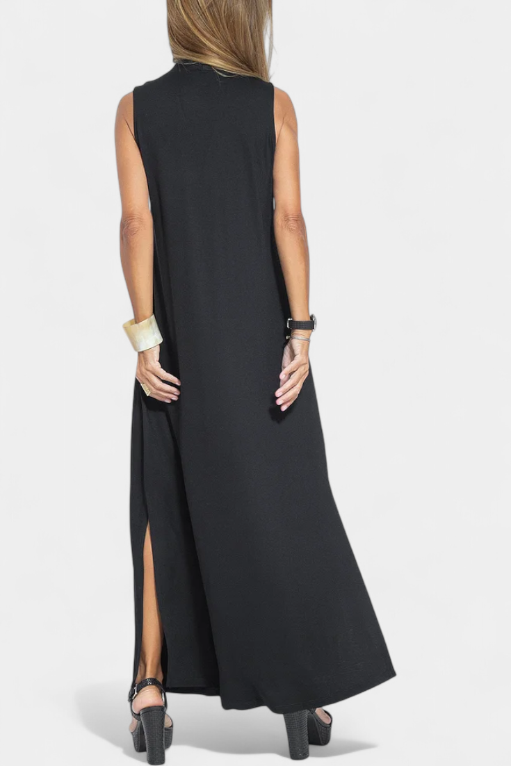 Felisa Sleeveless Maxi Dress in Solid Color and Elegant Silhouette