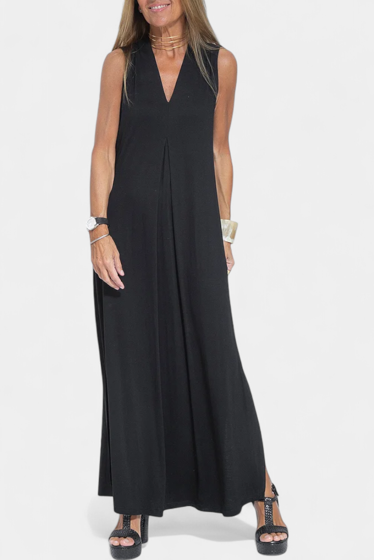 Felisa Sleeveless Maxi Dress in Solid Color and Elegant Silhouette