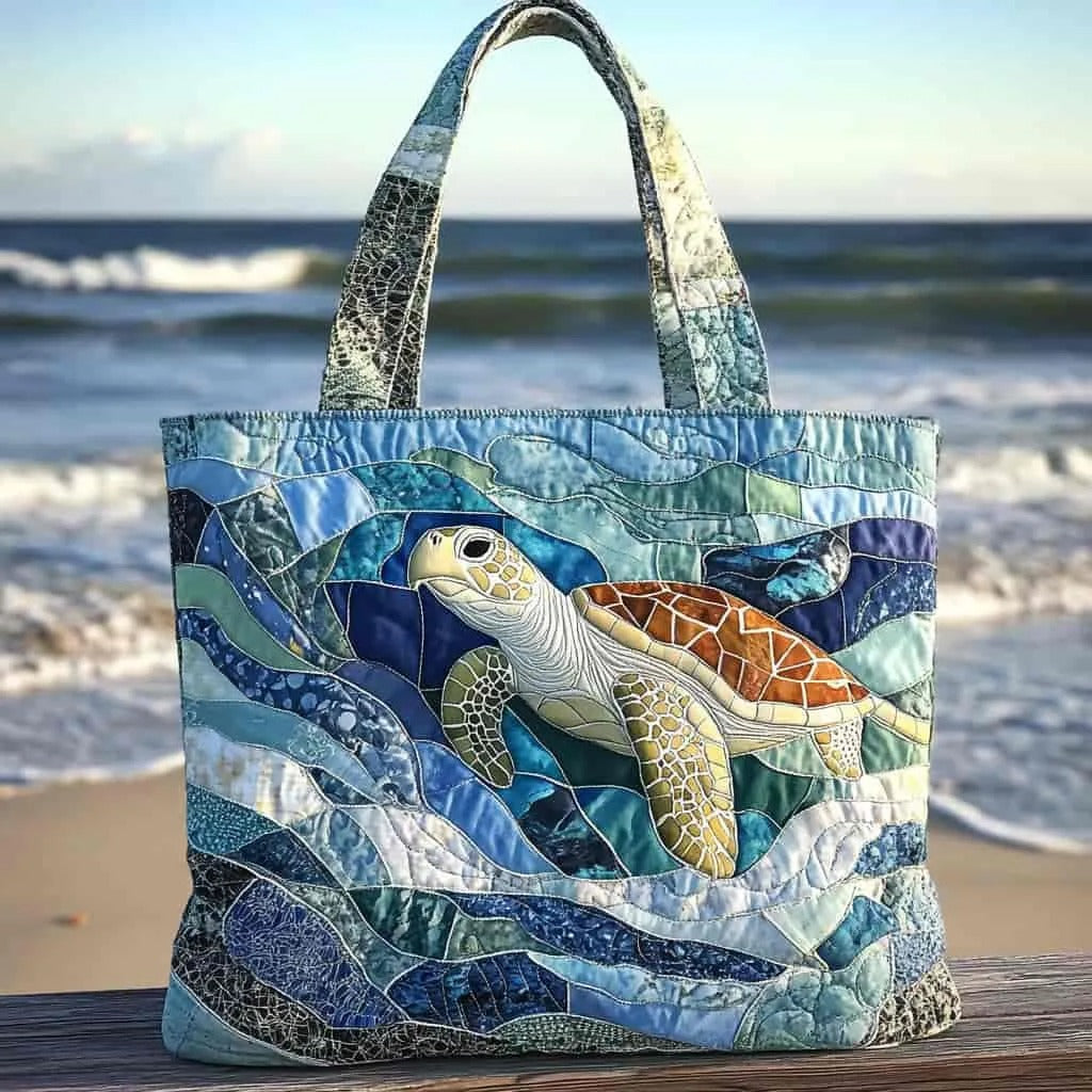 SAC FAIT MAIN - TORTUE DANS LA MER