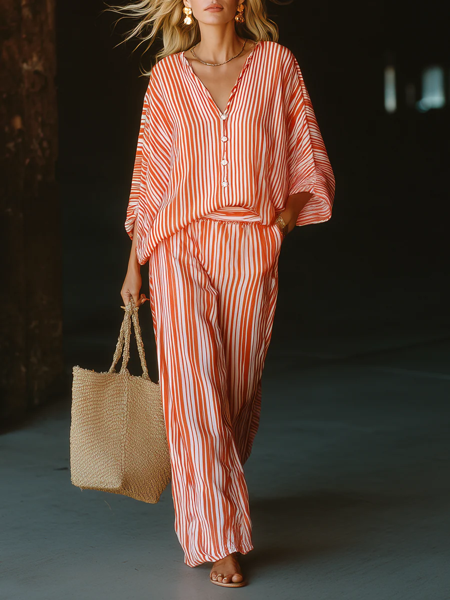 Chemise classique décontractée et pantalon large en deux pièces