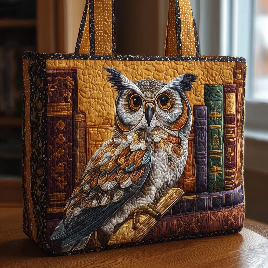 Sac Artisanal Matelassé - Chouette à la Bibliothèque