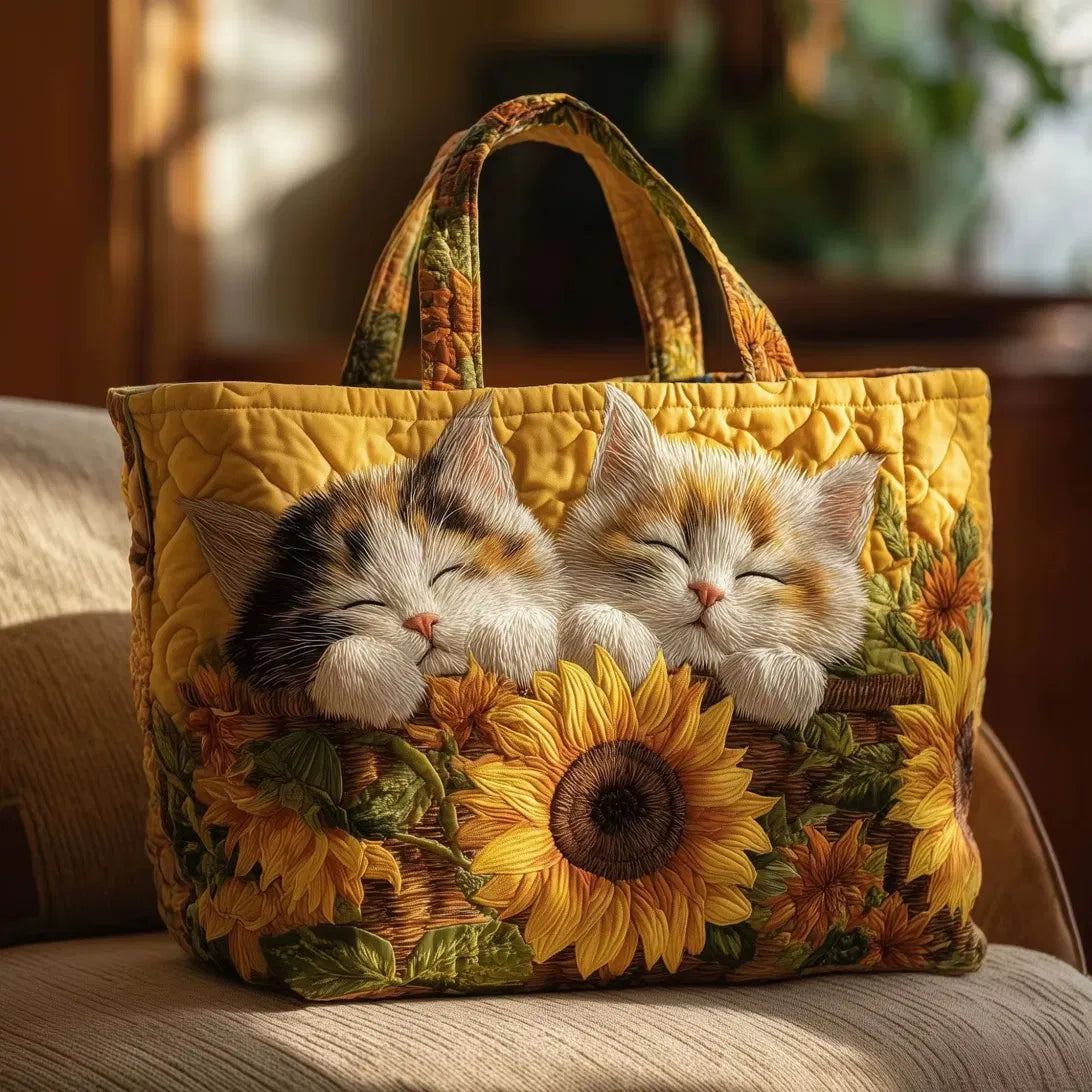 Sac Artisanal Matelassé - Chatons aux Tournesols