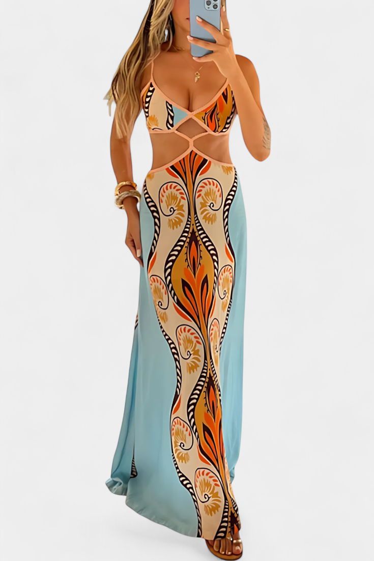 Robe Sytella avec Découpe et Imprimé Abstrait