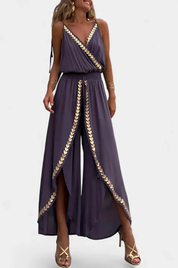 Donatila Jumpsuit Unique with Golden Details and Open Leg